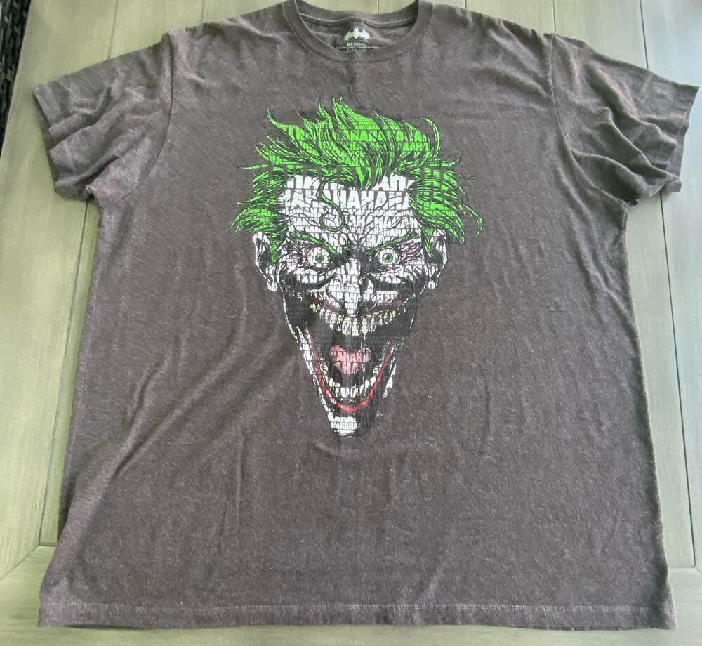Batman Joker Word Cloud Tee • 3XL • Dark Gray • DC Comics • Ha‑Ha Portrait